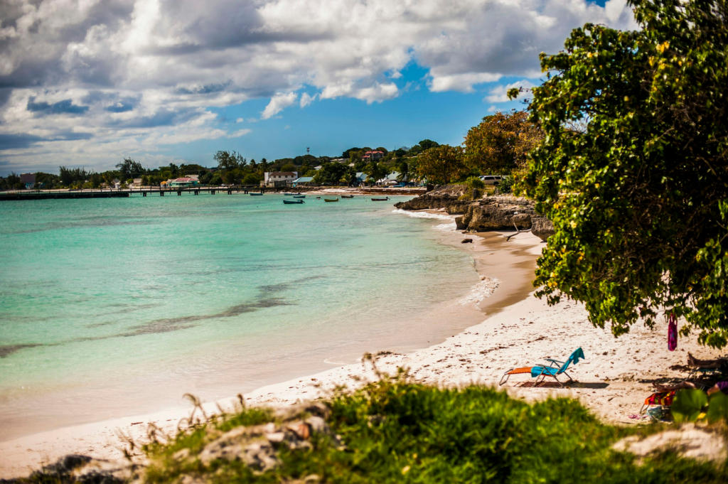 Beach chair on a quiet Barbados beach